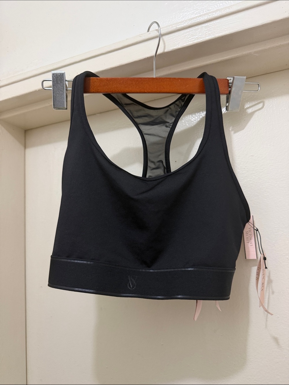 Victoria's Secret Black Racerback Sports Bra with Mesh Back